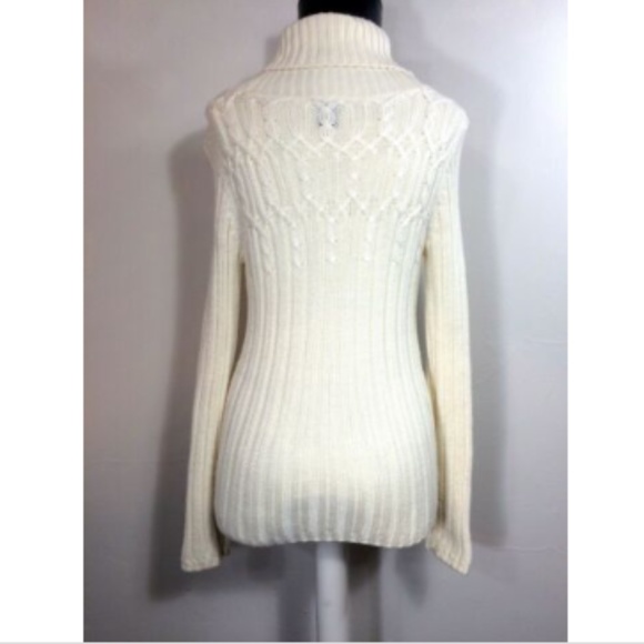 Ann Taylor Sweater White XS Cowl Neck Cable Knit - Picture 2 of 5